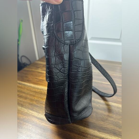 NWT Patricia Nash 10th Anniversary Blck Croc Soft Leather Drawstring Witney Tote - Picture 9 of 11